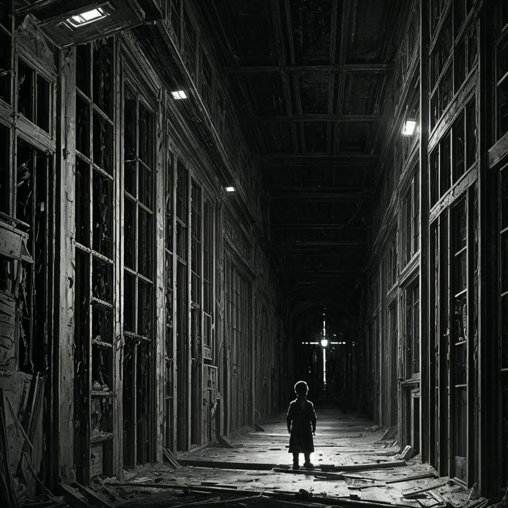 Horror Scene: Boy in Derelict Space Station