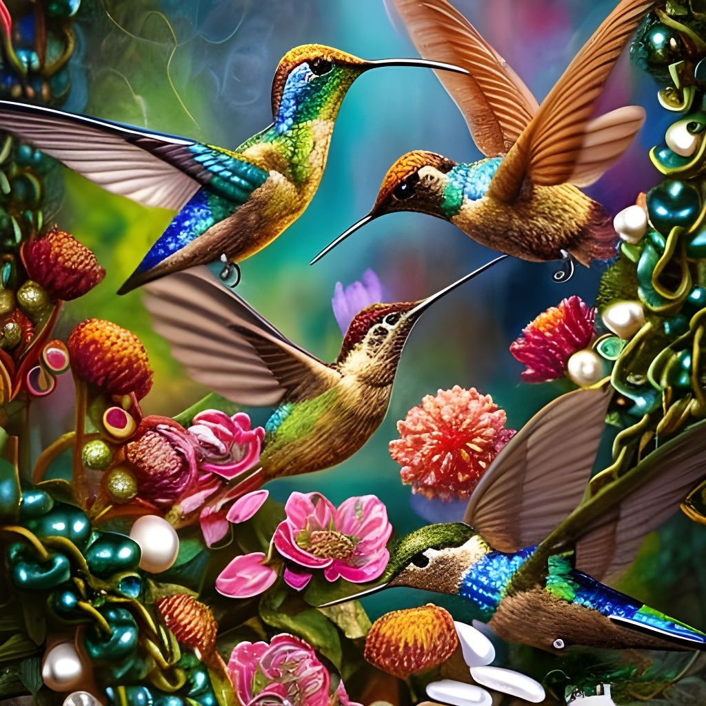 Hummingbird Nest with Hatchlings and Crystalline Light