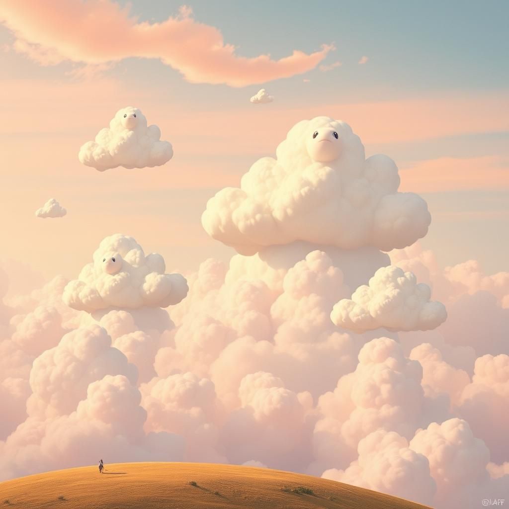 Whimsical Cloudscape in Pop Surrealist Style