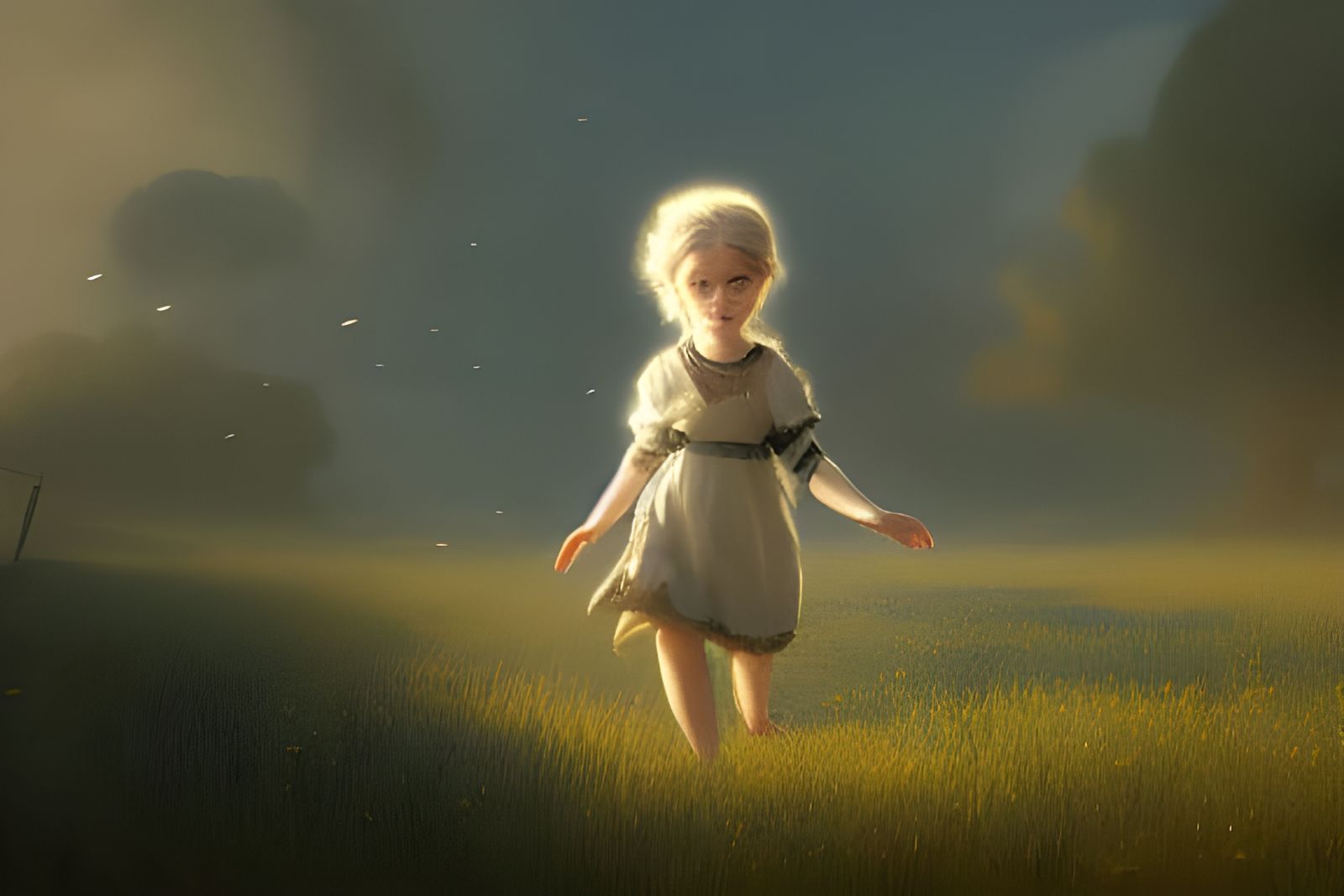 Girl with Shadow Friend, Art Nouveau Style