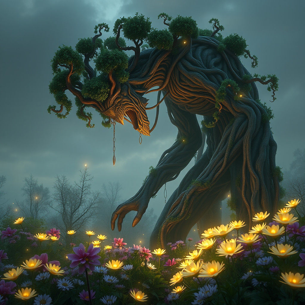 Nature Spirit: Gentle Giant in Luminous Garden