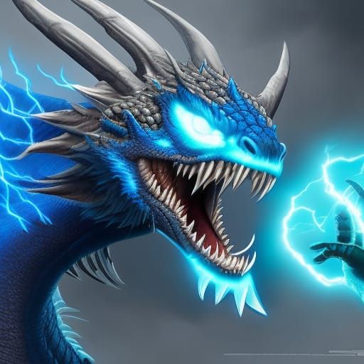 Electric Breath: Blue Dragon Digital Painting
