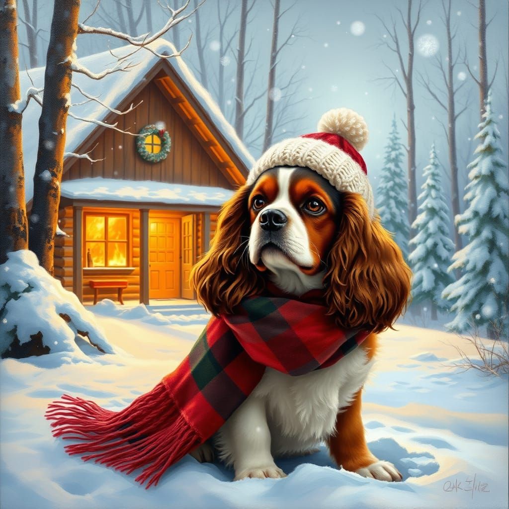 Cavalier in Winter Wonderland, Painterly Style