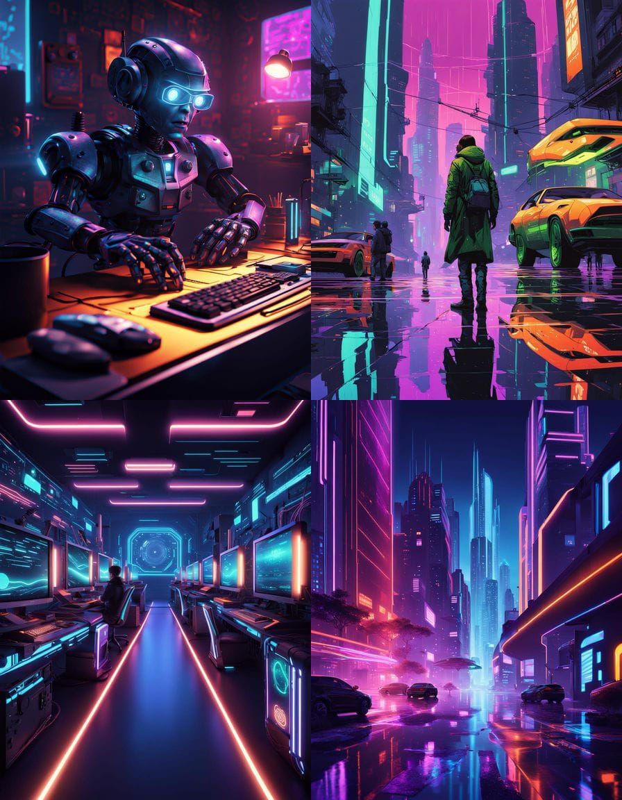 A Futuristic Landscape in Neon Colors