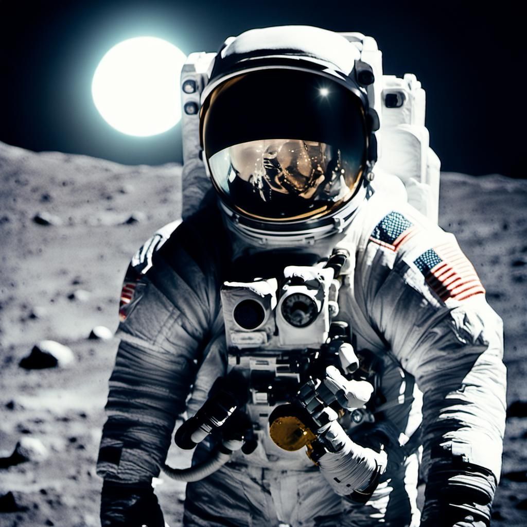 Astronaut's Ephemeral Moment on the Moon's Surface