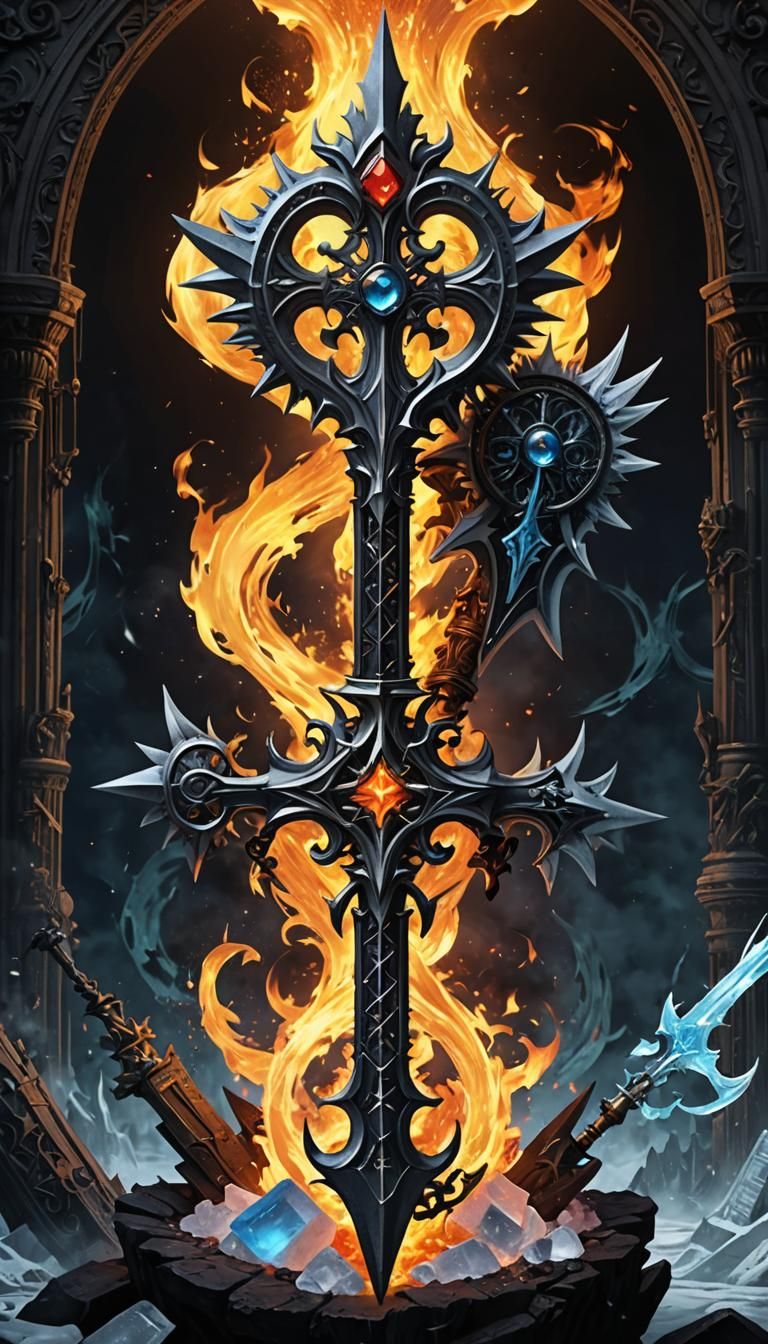 Fire and Ice Keyblade in Sinister Style