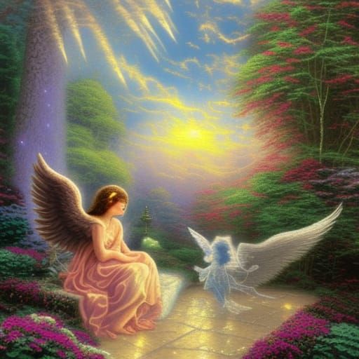 Angelic Battle: Angel Versus Devil in Ethereal Mist