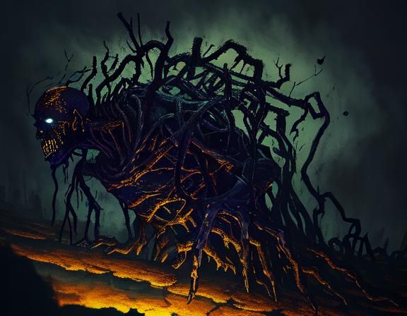 Frankenstein's Monster Dismemberment in Surreal Oil Painting