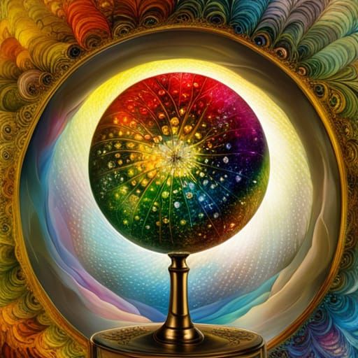 Rainbow Dandelion in Globe, Fantasy Art