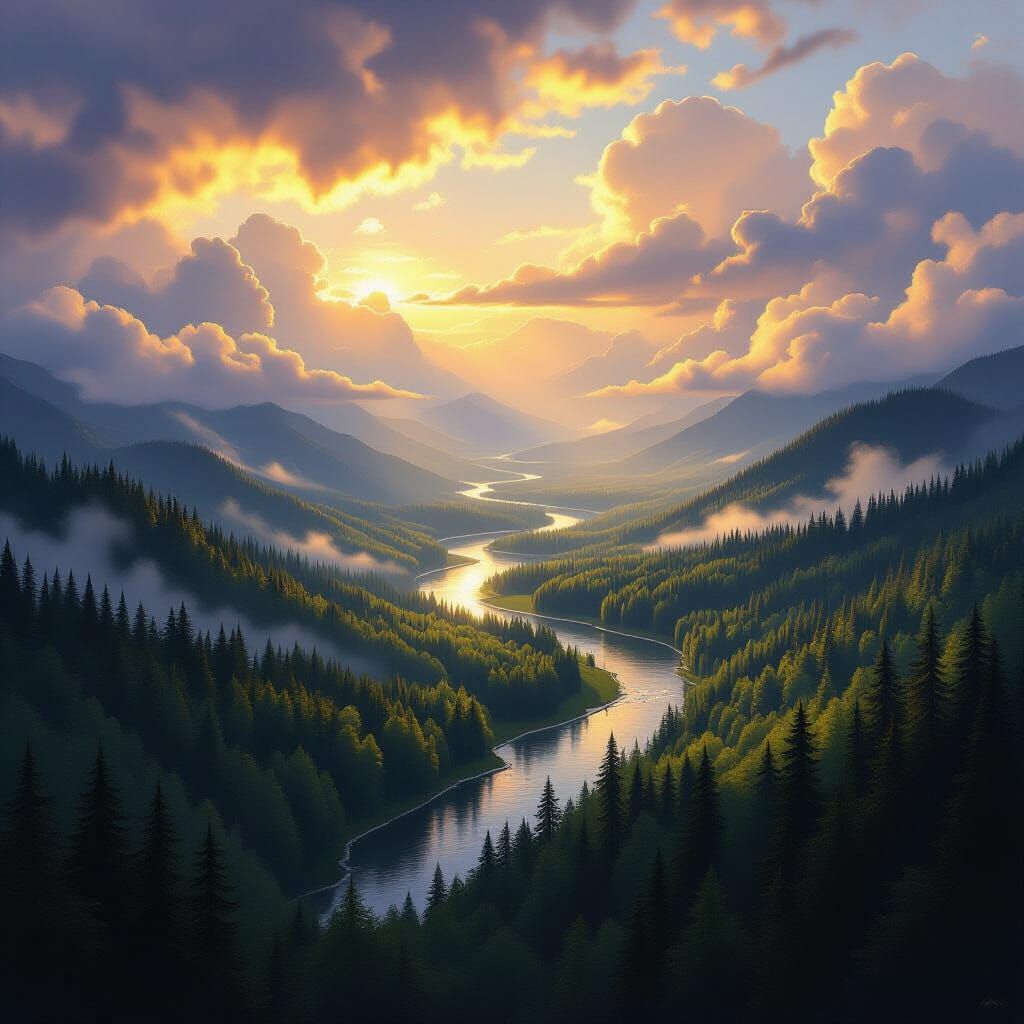 Vast Far Eastern Taiga Forest from Above at Golden Hour