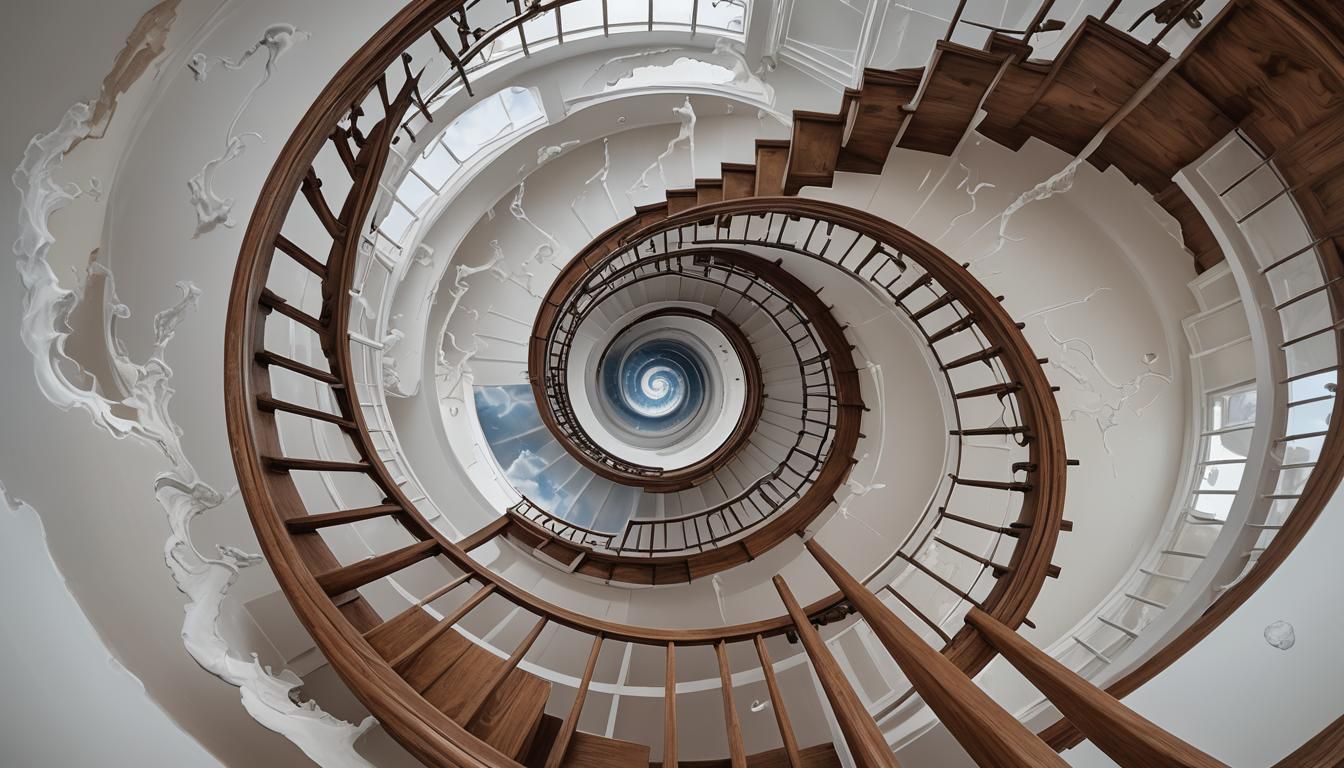 Surreal Staircase Descending Into Eye, Acrylic Art