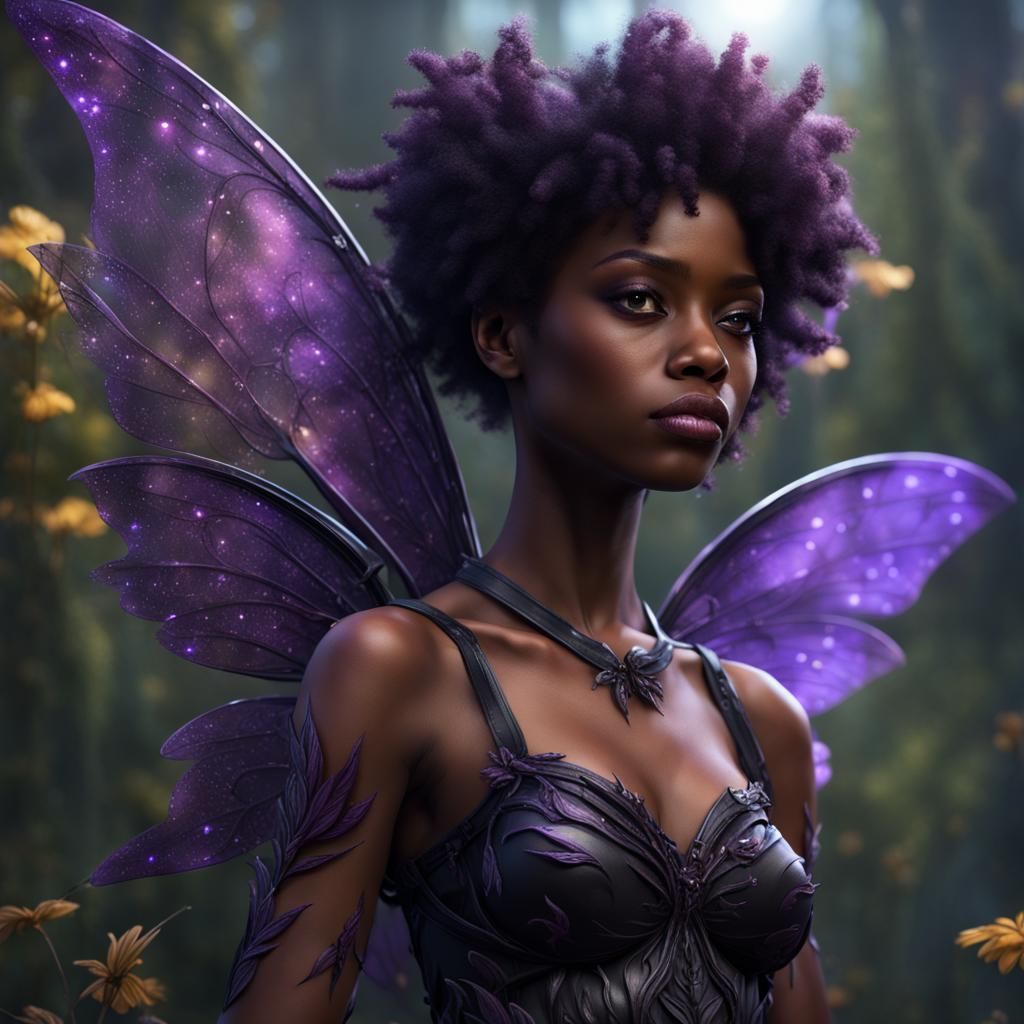 Fantasy Art of Black Teenage Fairy Girl