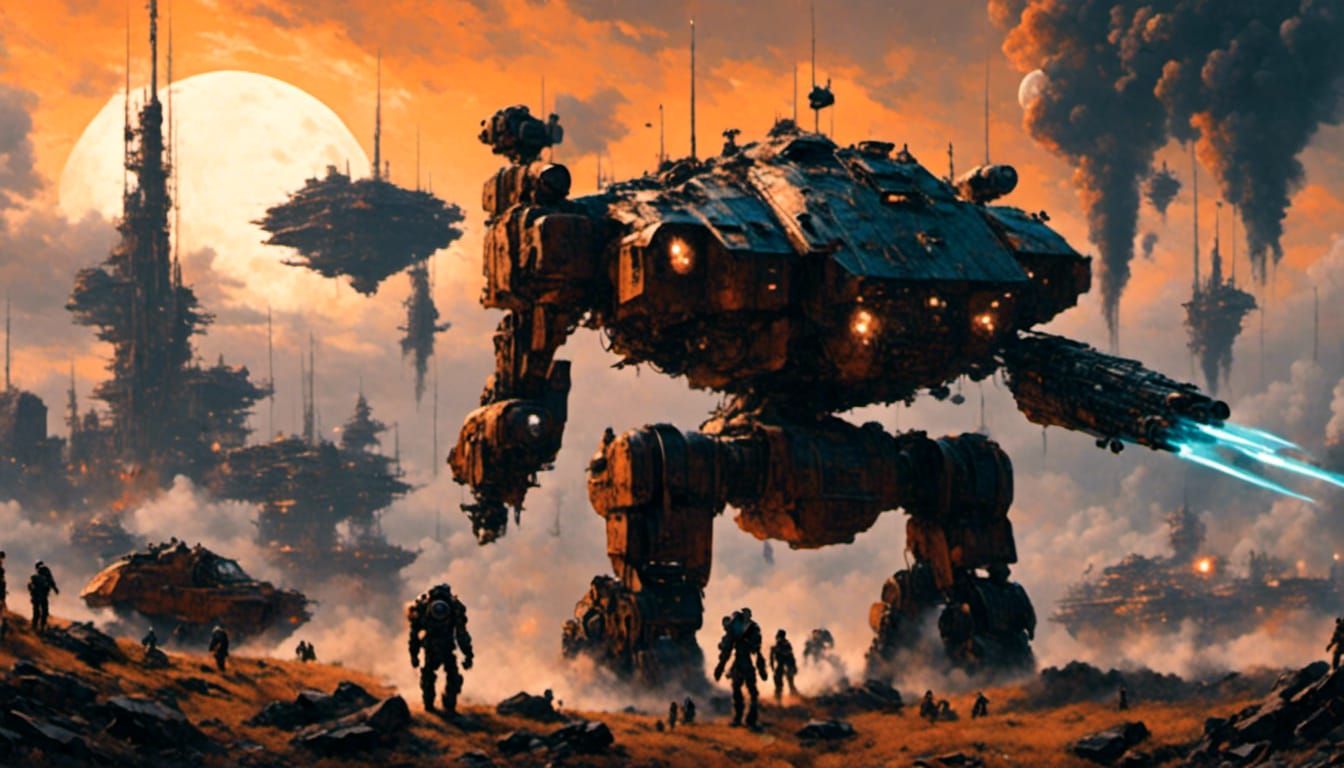 Planetary Battle with Nuclear Explosions and Green Lasers