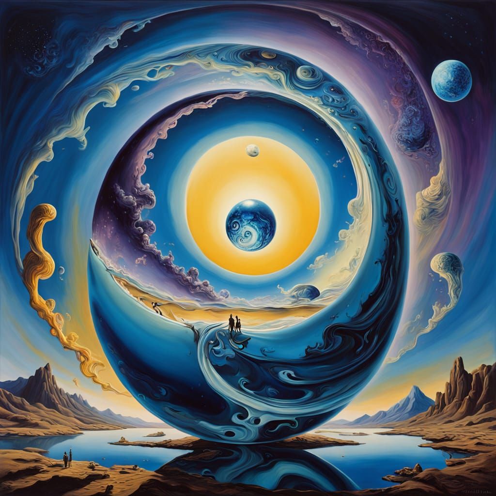 Dreamlike Cosmic Egg with Swirling Galaxies