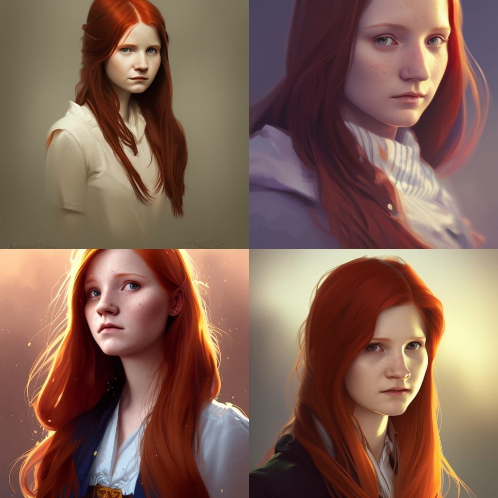 Detailed Portrait of Ginny Weasley in Digital Art Style