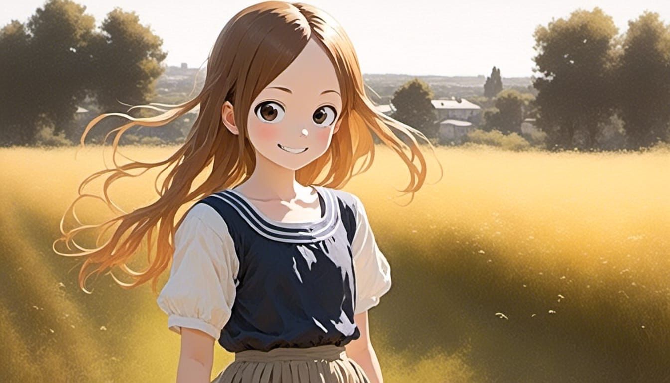 Impressionist Girl Portrait in Sunlight