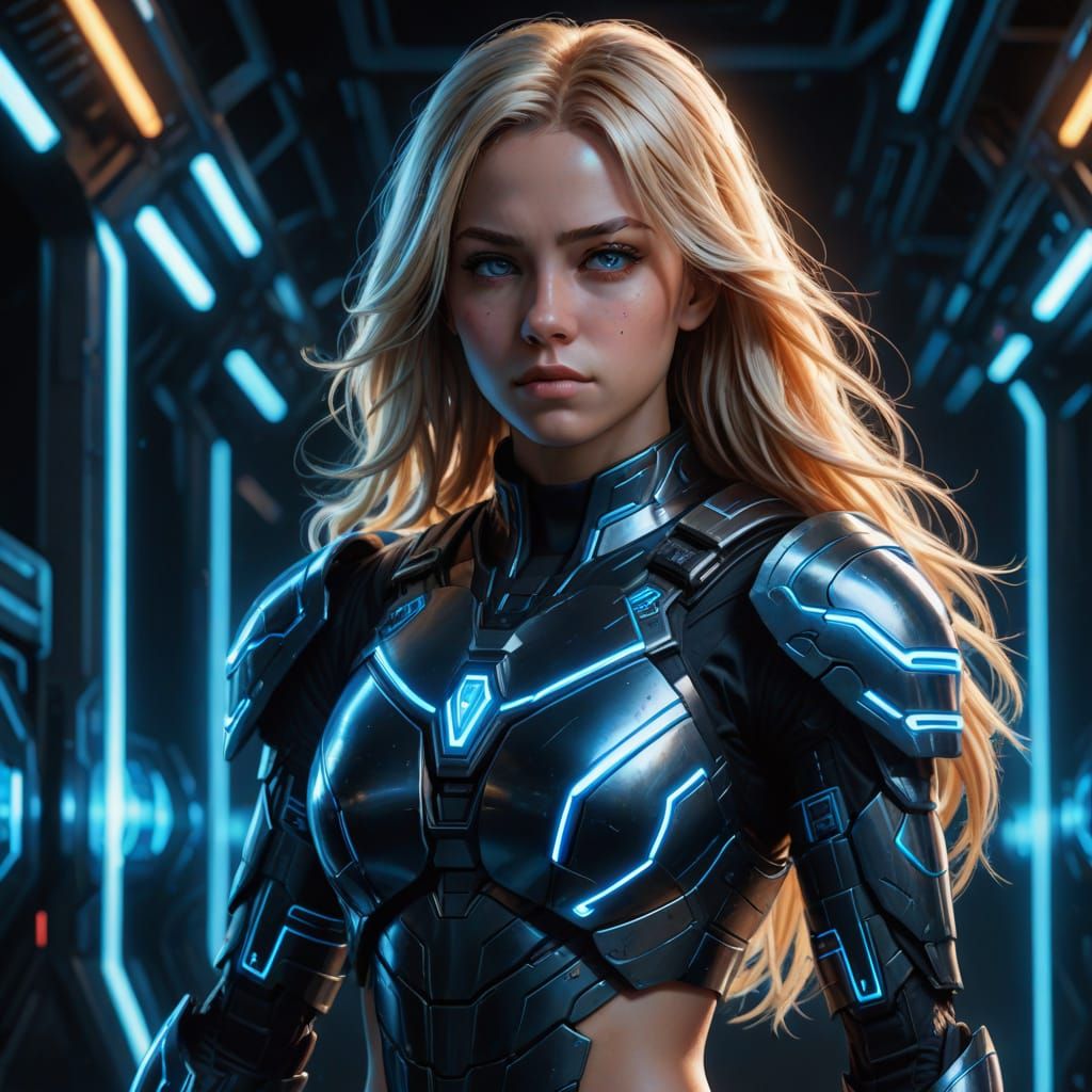 Anime Female Guardian in Sci-Fi Setting