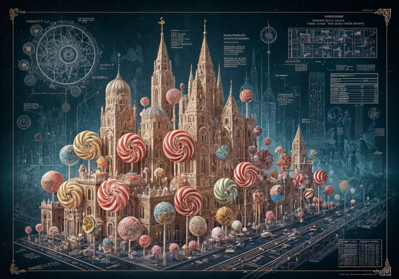 Lollipop City Blueprint by Pranckevičius in Blueprint Style
