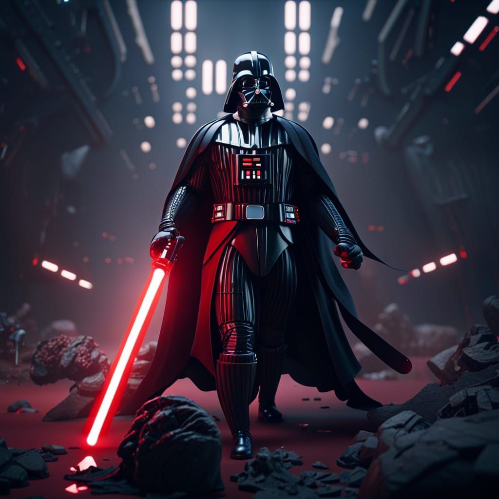 Darth Vader's Lightsaber Battle in 3D Cinematic Style