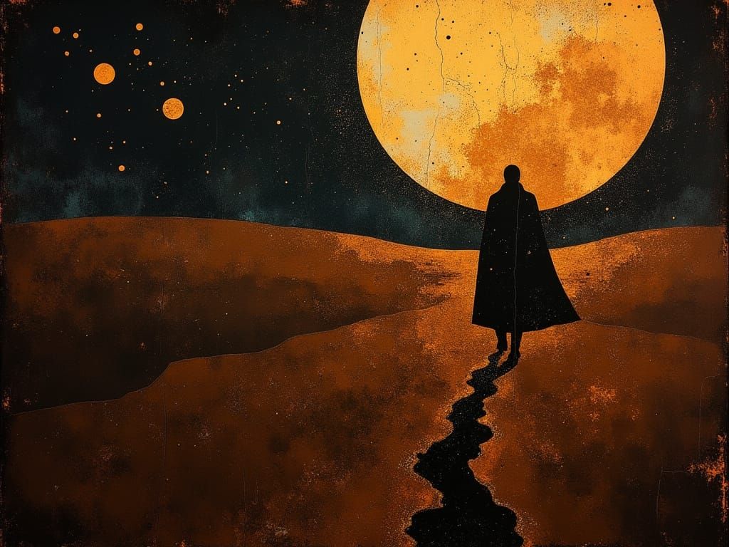 Ethereal Silhouette Under a Glowing Moon