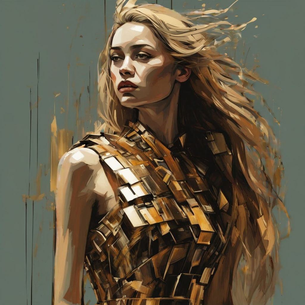 Retro-Futuristic Metal Goddess in Avant-Garde Metallic Fashi...