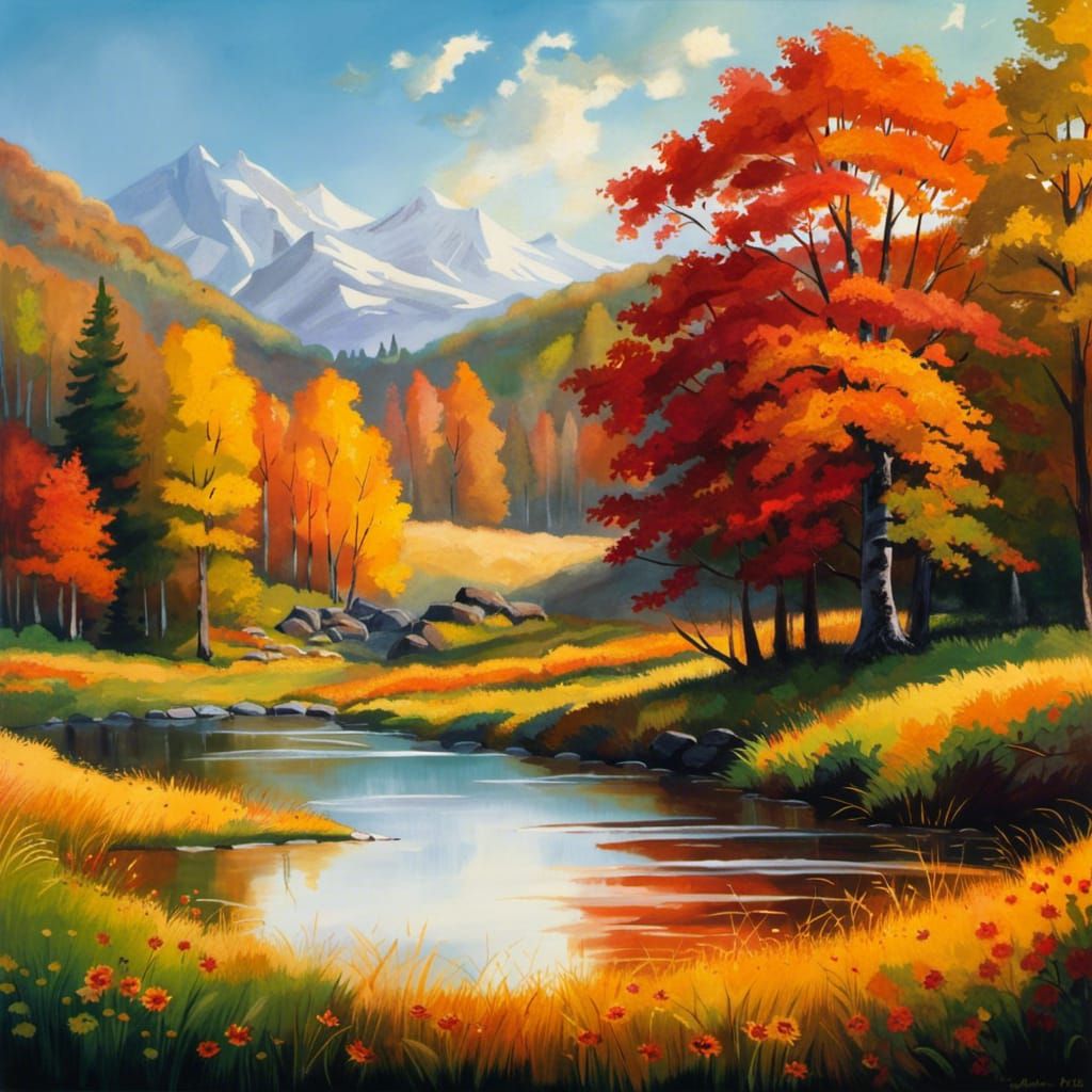 impressionistic autumn landscape