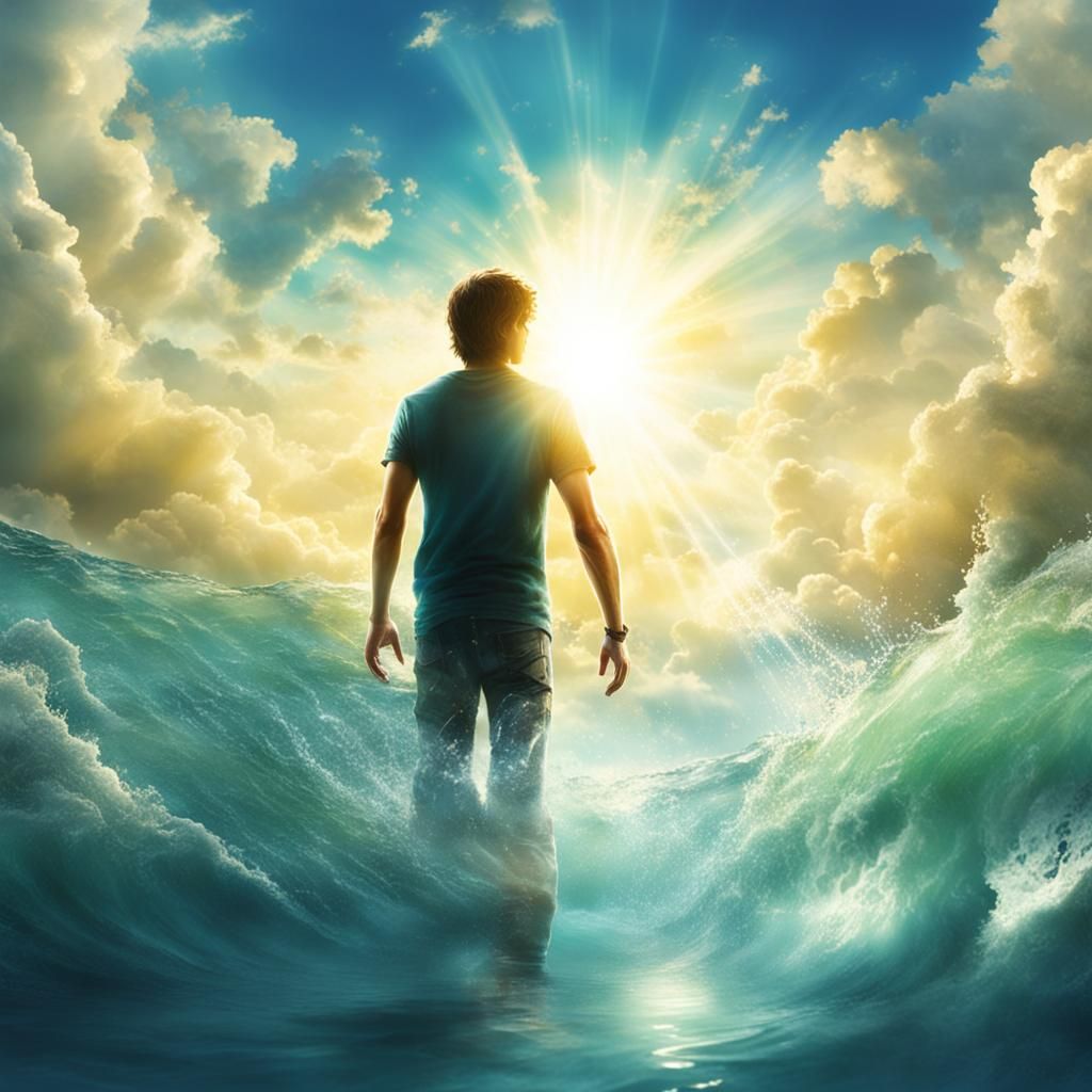Percy Jackson Controls Water in Divine Light