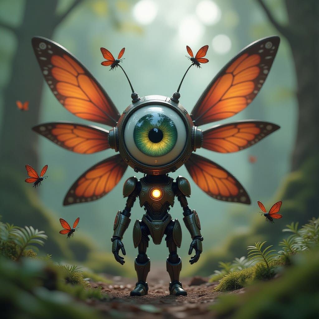 One-Eyed Woodland Being With Shadow Wings