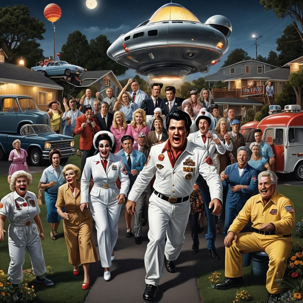 Hyperrealistic Trailer Park Chaos with UFO