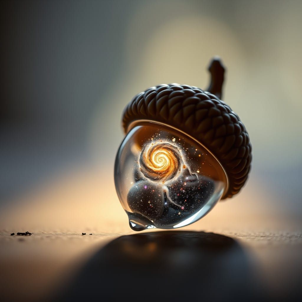 Glass Acorn with Swirling Galaxy