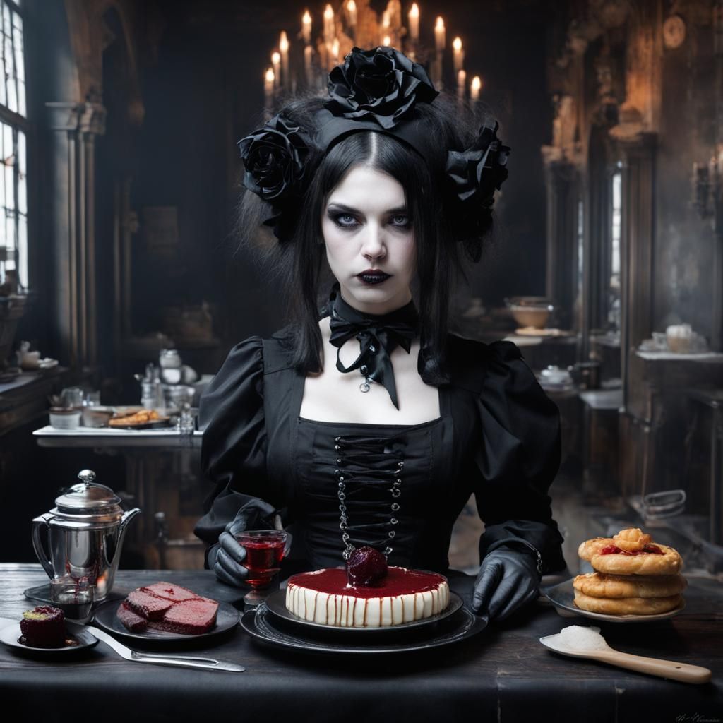 Gothic Gastronomy: Dark Aesthetic Portrait