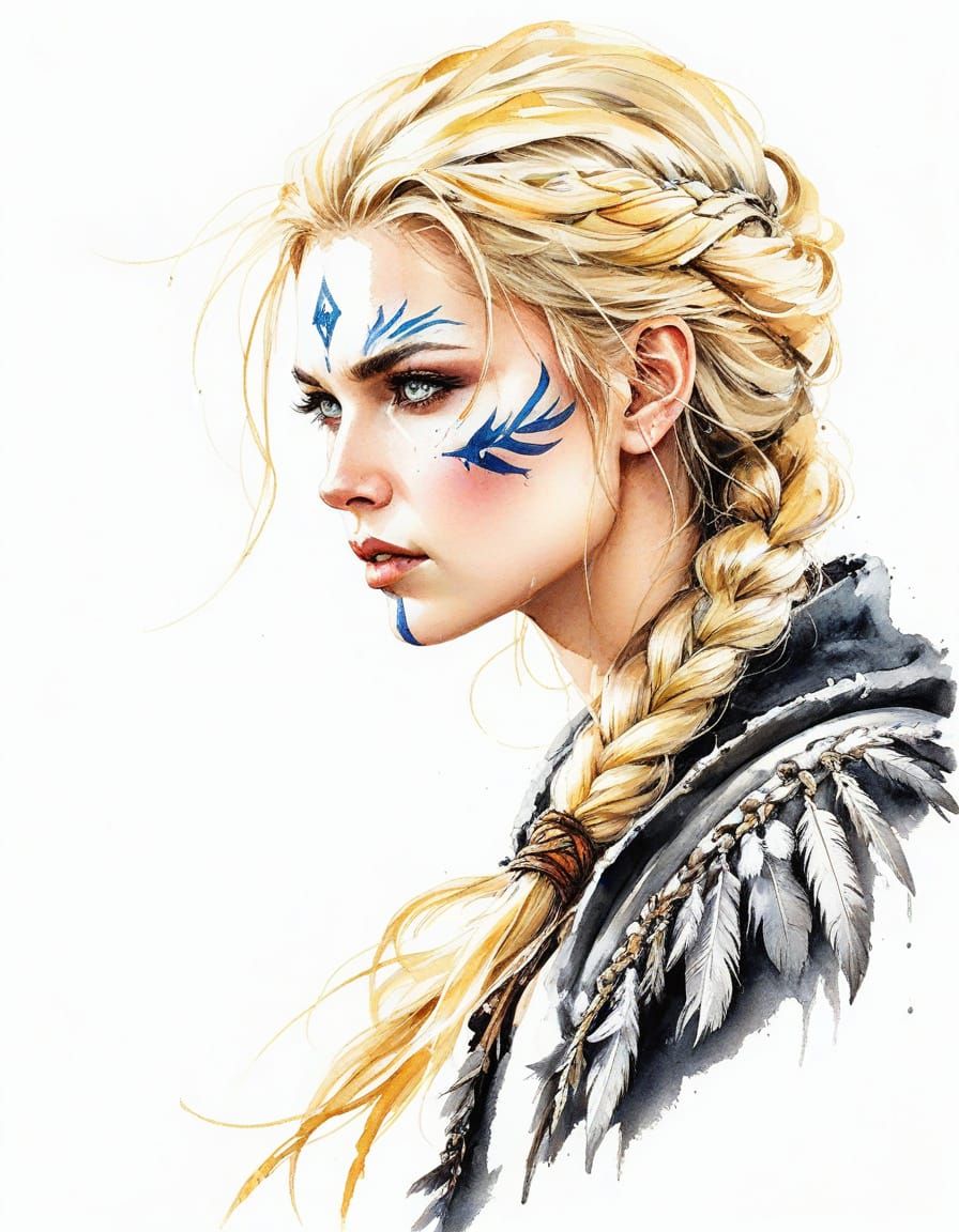 Viking Warrior Goddess in Fantasy Art Style
