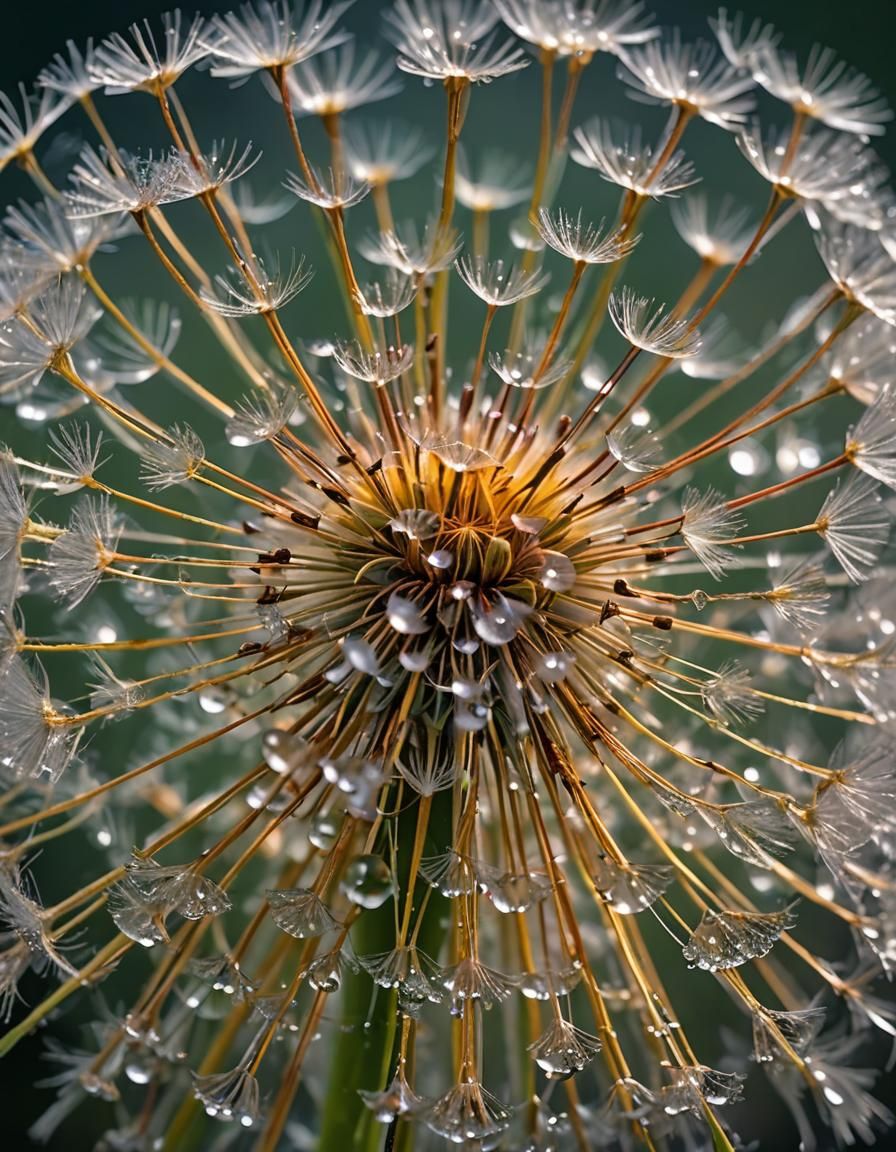 Glowing Dandelion Macro Photography in Morning Light