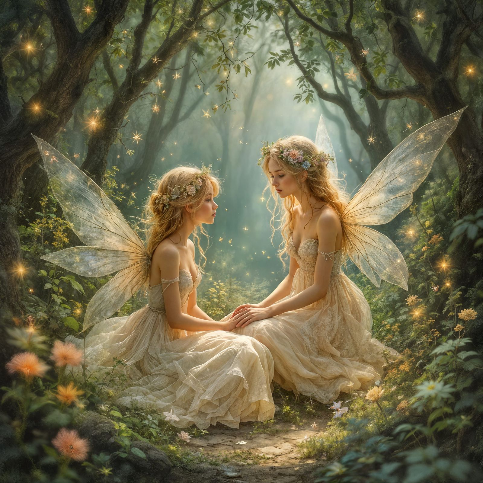 Enchanting Forest Fairies in a Magical Setting