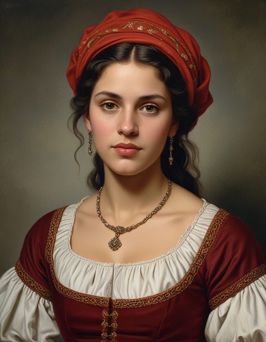 Métis Woman Portrait in Renaissance Oil Style