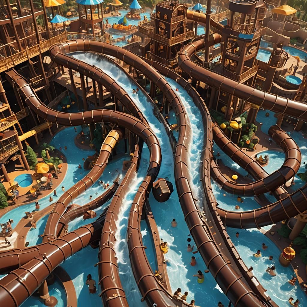 Chocolate Water Park with Waterslide Tubes