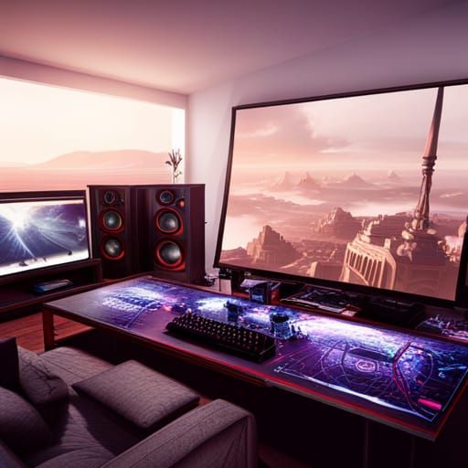 Epic Gaming Setup as Digital Matte Painting