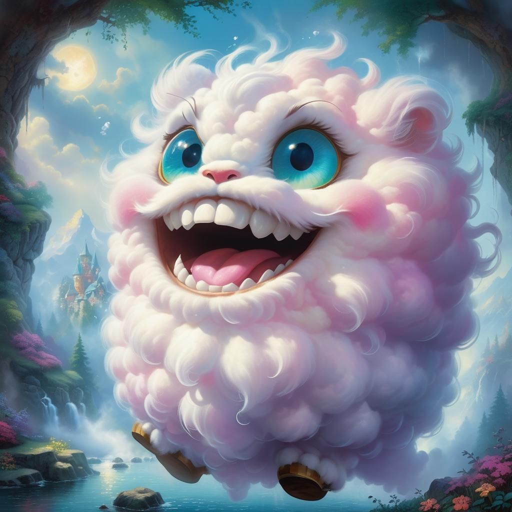 Vibrant Flufferpuff in Magical Ethereal Scene