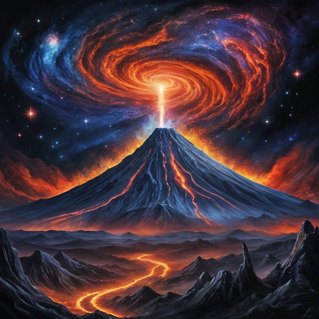 Cosmic Volcanic Eruption Illuminates Starry Galaxy