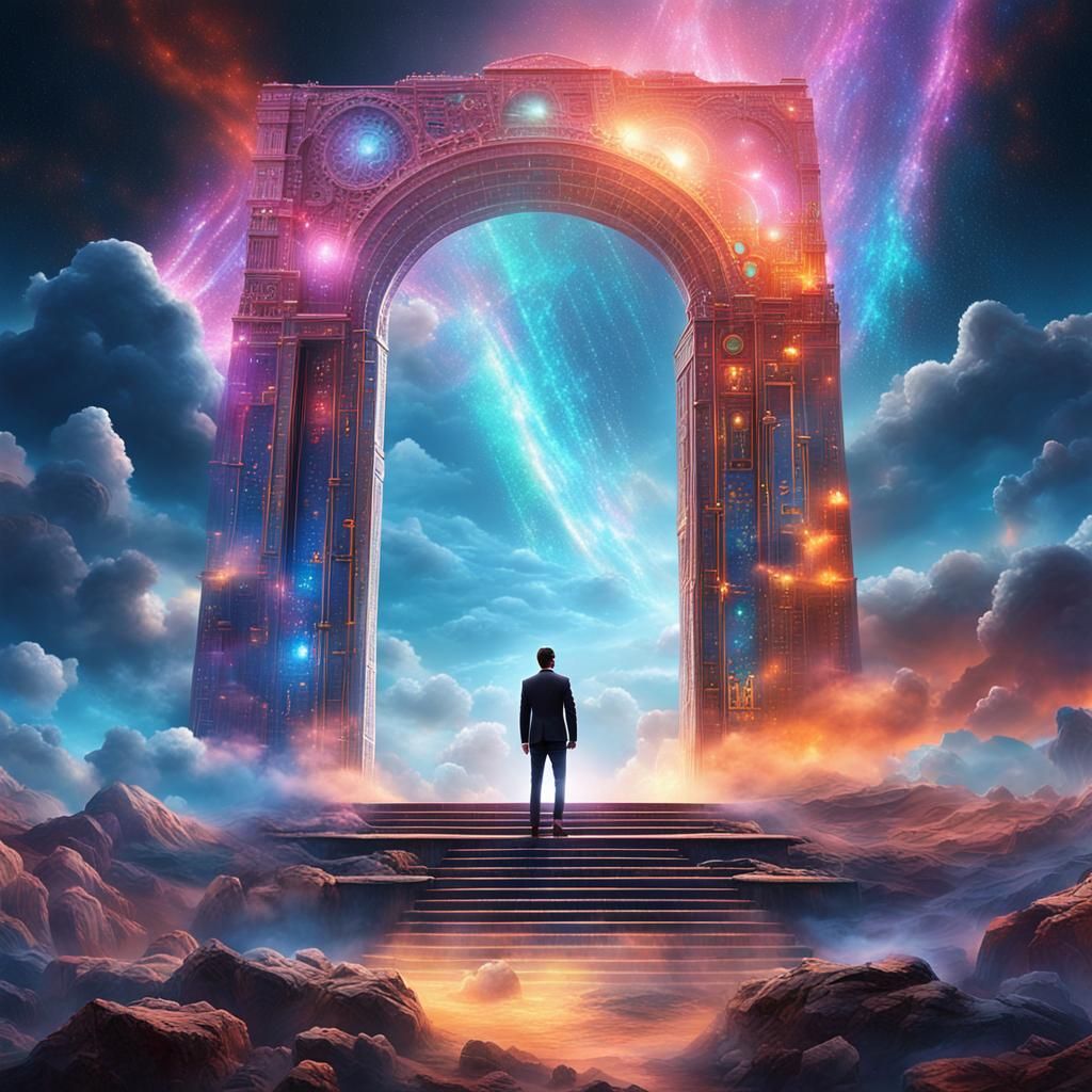 Futuristic Gateway to Another Dimension at Sunset