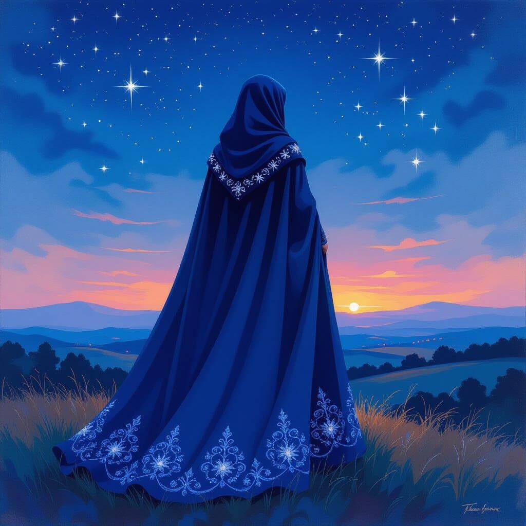 Éowyn in Star-Adorned Blue Mantle