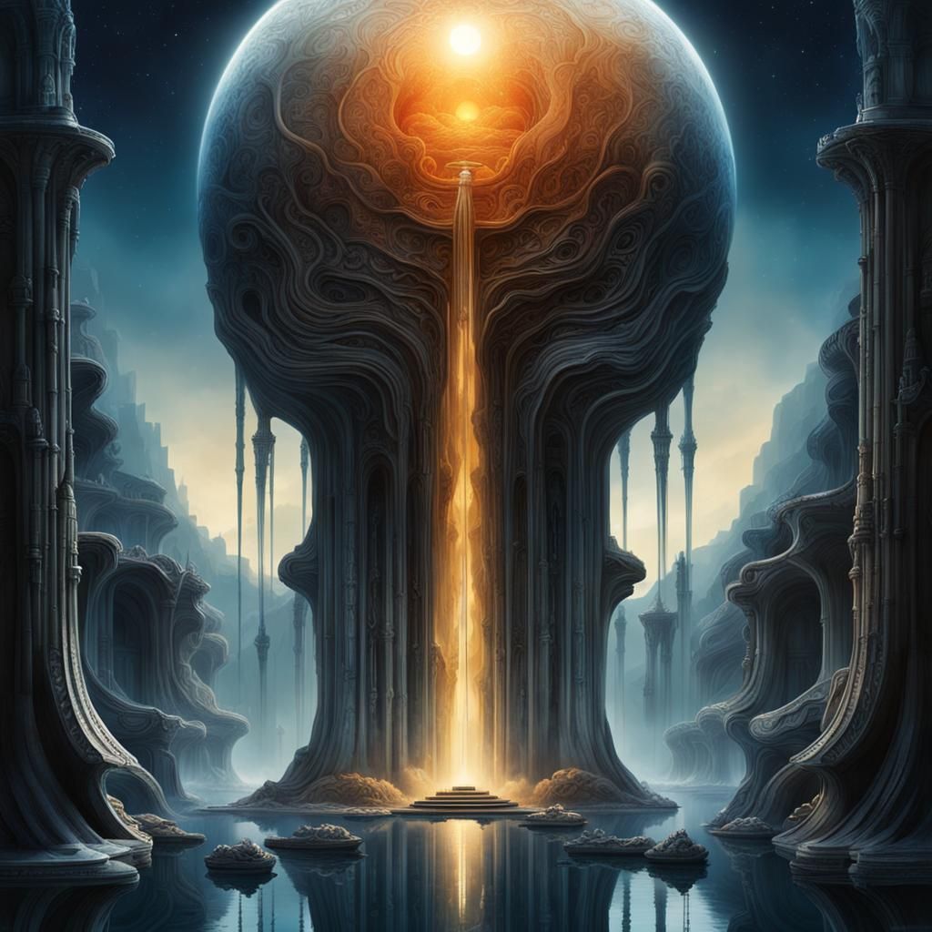 Surreal Floating Islands with Crystal Bridges