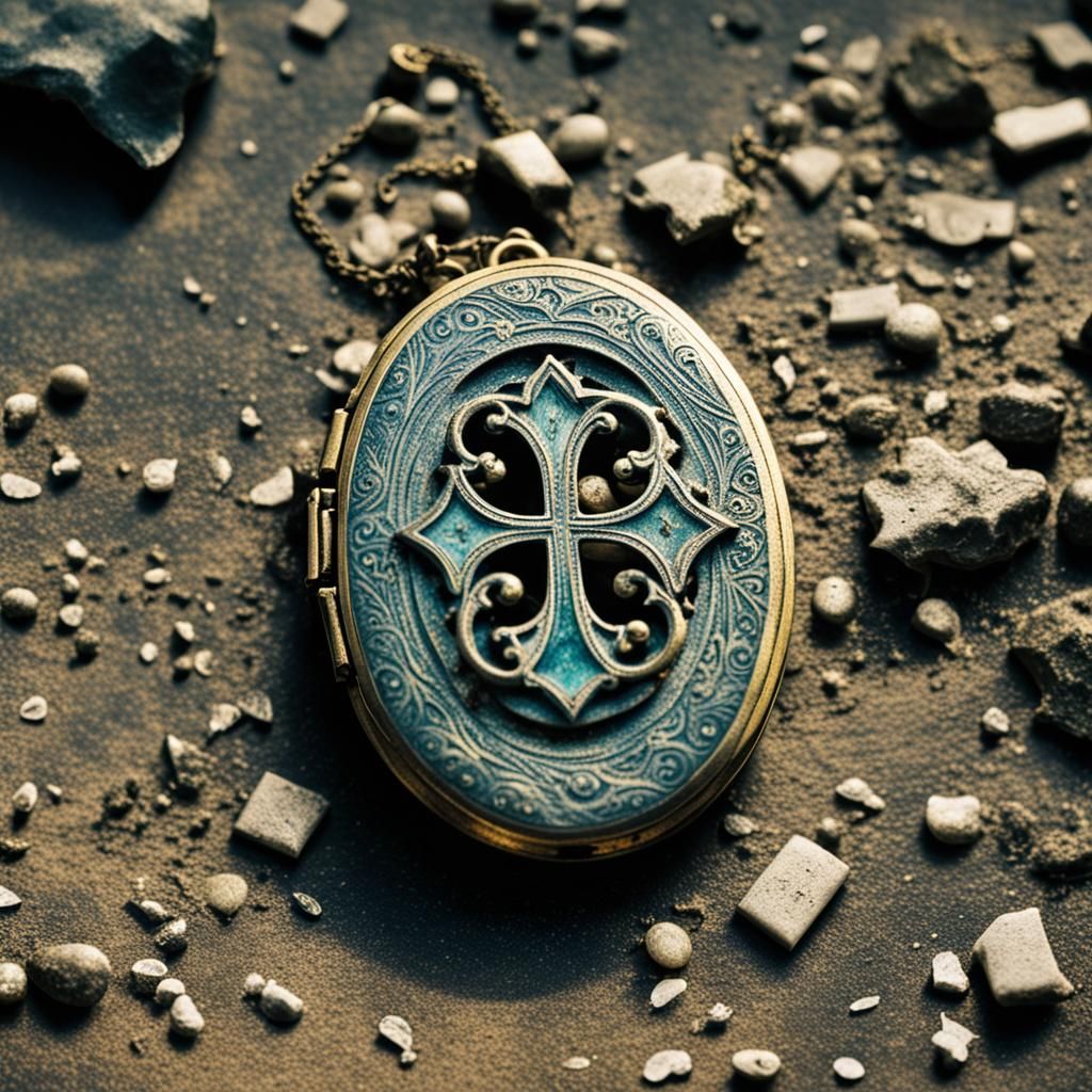Antique Locket on Abandoned Altar