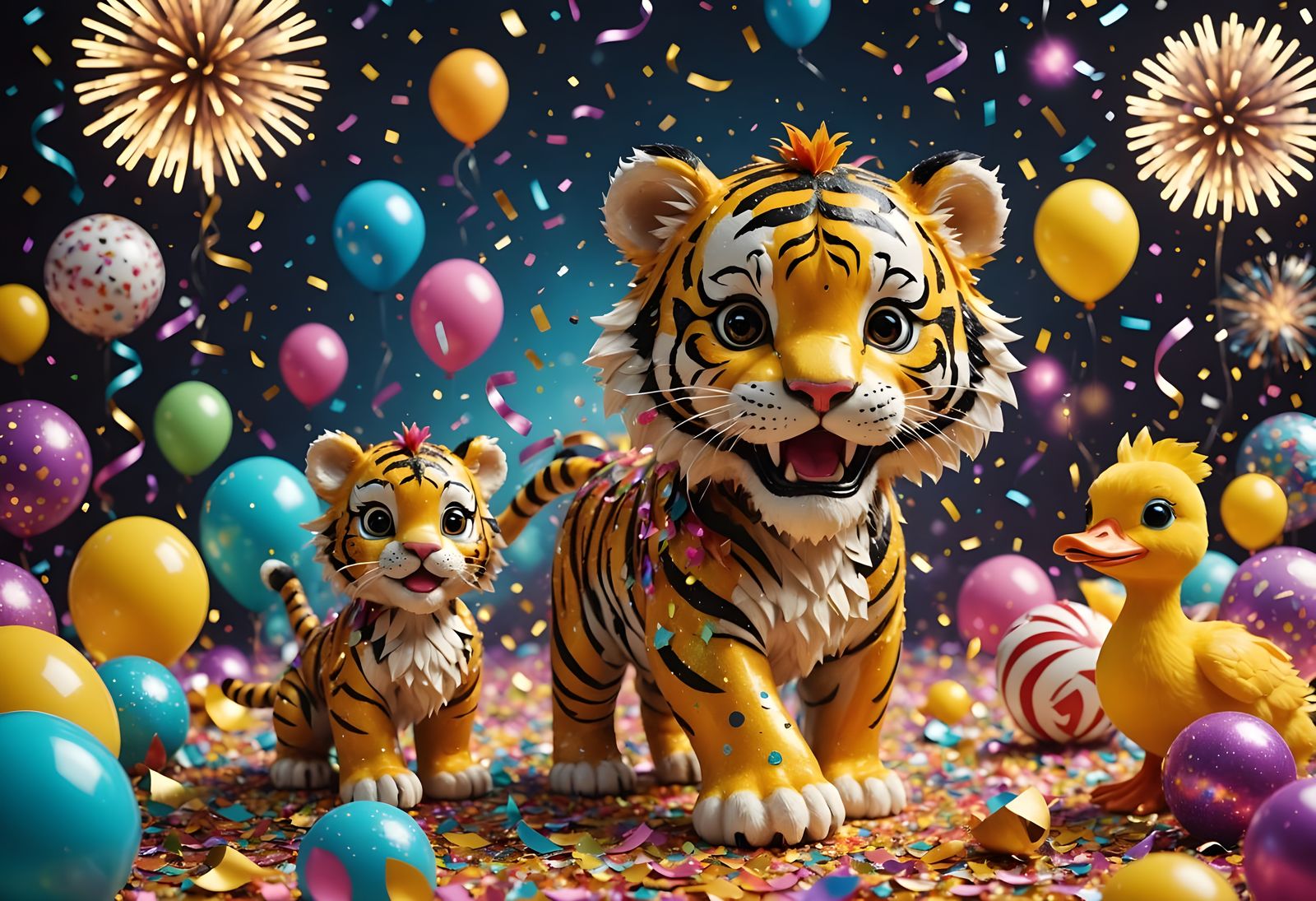 Jubilant Carnival Scene in Vibrant Iridescent Colors