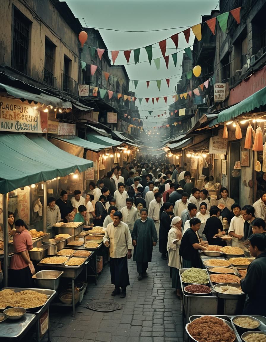 Eerie Mexican Marketplace in Pastel Colors