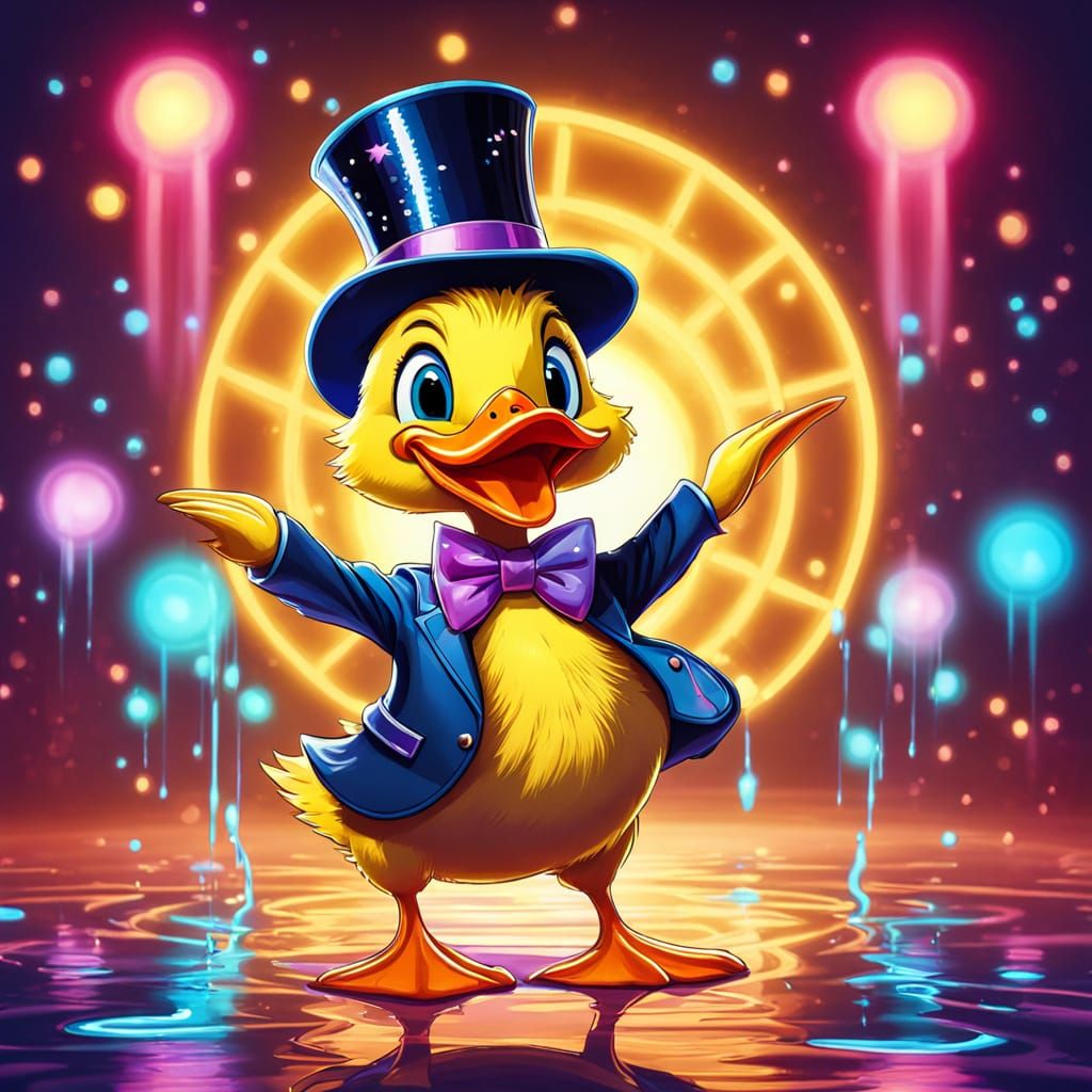 Duckling Disco Dance: Whimsical Digital Concept Art