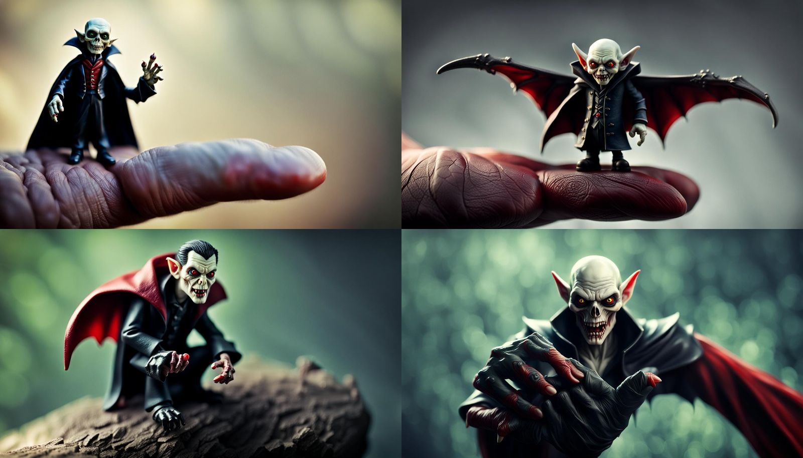 Miniature Vampire Perched on a Thumb