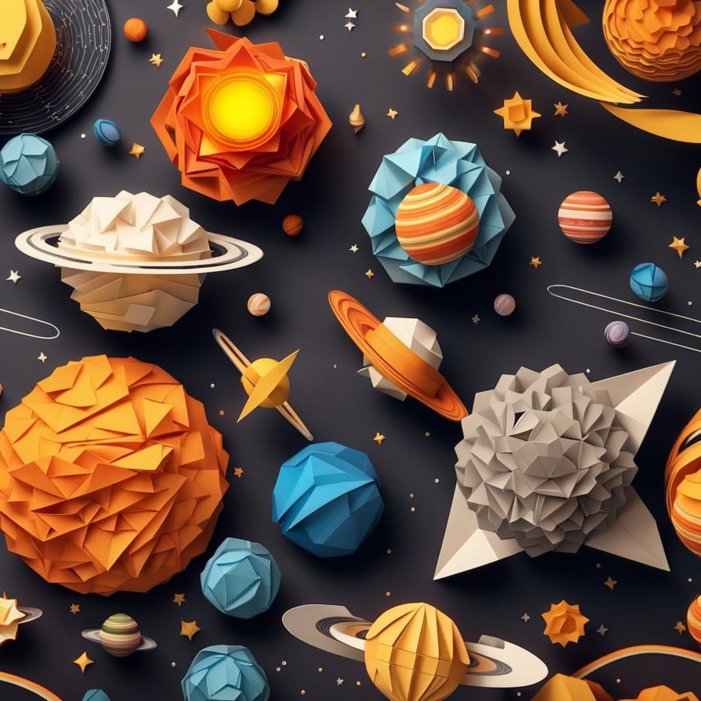 Origami Solar System Papercraft in 8K Resolution