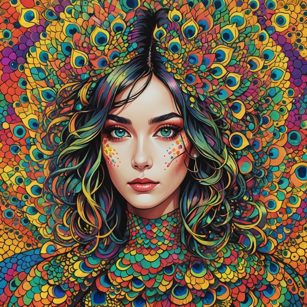 Rainbow Dragon Woman: A Pop Art Portrait