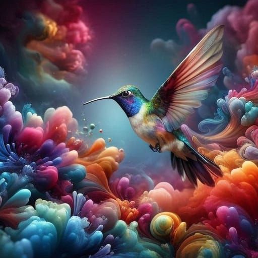 Vibrant Hummingbird in Dynamic Colors